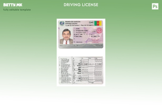 Шаблон за возачка дозвола од Камерун во модерен стил